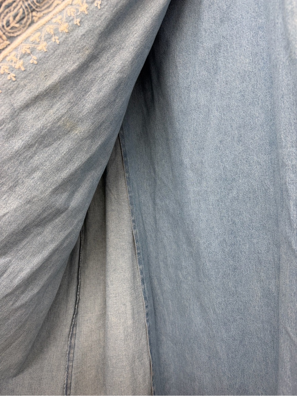 Soft Surroundings Light Blue Embroidered Denim Maxi Skirt - Picture 4 of 6